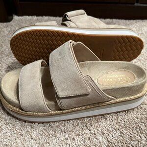 Cole Haan Cloudfeel Slide suede double strap sandals Sesame 32mm size 6.5